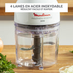 Charger l’image dans la visionneuse de la galerie, Hachoir électrique 400 ml – 300 W, 4 lames, Fonctions 3-en-1, Blanc