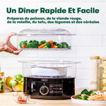 Charger l’image dans la visionneuse de la galerie, Cuiseur vapeur 7 L à 2 niveaux – Paniers empilables, Base amovible, Noir