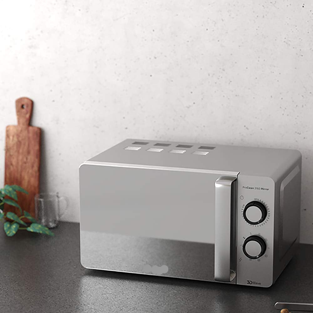 Micro-ondes avec grill 800 W – 20 L, technologie 3D, finition argent miroir