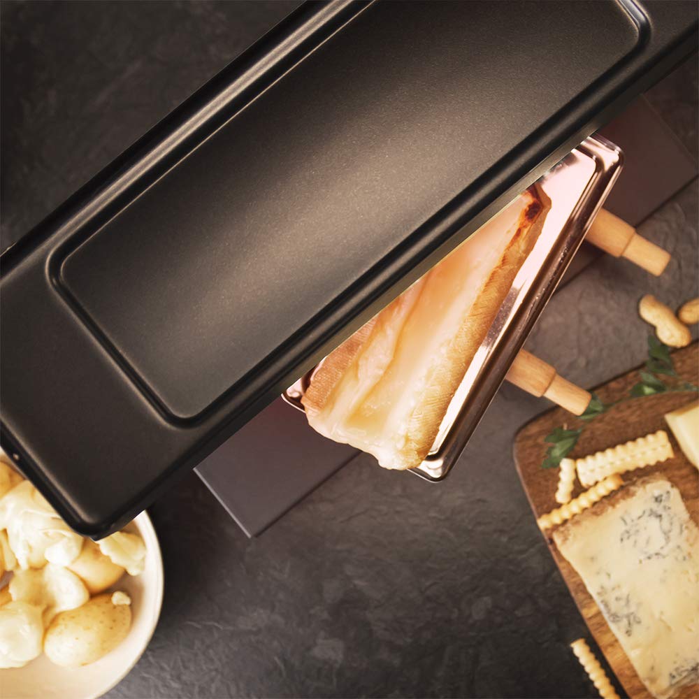 Raclette traditionnelle avec gril – 600 W, Thermostat réglable, Acier inox