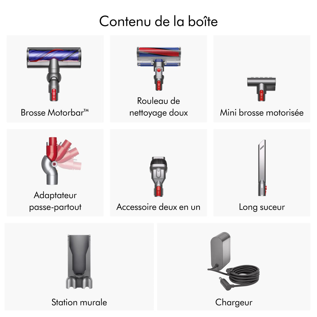 Aspirateur sans fil puissant – jusqu’à 60 min d’autonomie, brosse sols durs