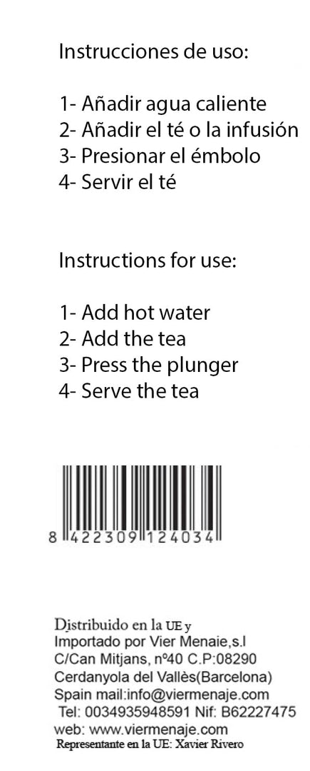 Vier Cafetière Théière À Presse Française De 1 Litre Verre Borosili...