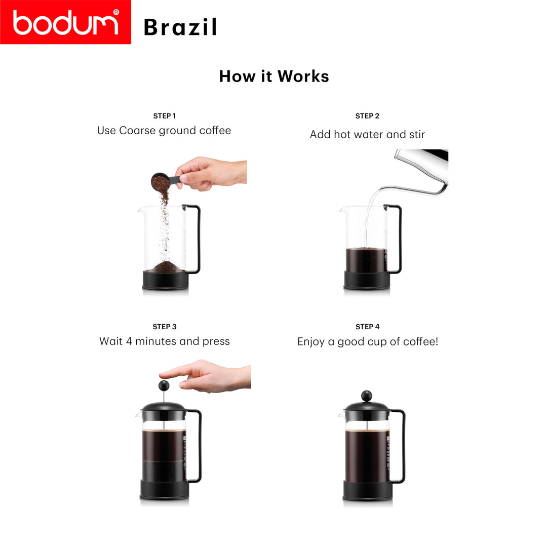 Bodum French Press Brazil - 1L 8 Tasses Cafetière À Piston - Verre...